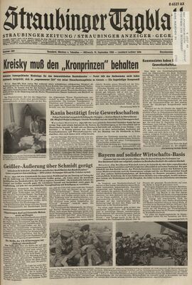 Titelseite des Straubinger Tagblatts vom 19.9.1980. (Straubinger Tagblatt)