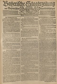 Titelblatt der Bayerischen Staatszeitung vom 9.3.1919. (Bayerische Staatszeitung)