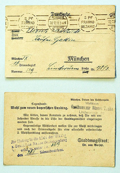 Datei:Wahlbenachrichtigung Landtagswahl 1919.jpg
