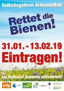 Wahlplakat für das Volksbegehren "Rettet die Bienen" 2019. (ÖDP Bayern)