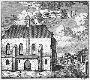 Engraving of St. Catherine's Convent in Nuremberg by Christoph Melchior Roth (1720-1798). After the Reformation, the former Dominican convent served as a meeting place for the Nuremberg Meistersinger from 1620 onwards. Fig. from: Hugo Barbeck, Alt-Nürnberg, Kulturgeschichtliche Bilder aus Nürnbergs Vergangenheit. Volume 10, Churches and Chapels, sheet 14. (Bayerische Staatsbibliothek, 2 Bavar. 32 v-6/10)