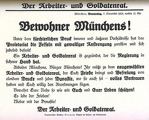 Announcement of the establishment of the Workers' and Soldiers' Council. (Monacensia. Literaturarchiv und Bibliothek - Monacensia. Literature Archive and Library)