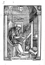 Albrecht von Eyb. Holzschnitt aus der von Gabriel von Eyb veranlassten Ausgabe des Sittenspiegels von 1511. (Albrecht von Eyb, Spiegel der sitten …, Augsburg 1511)