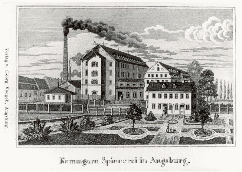 Datei:Gebaeude Augsburger Kammgarnspinnerei um 1850.jpg