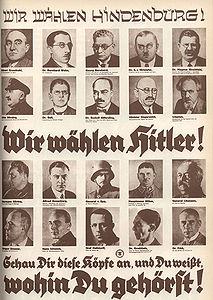 "Wir wählen Hitler!", antisemitisches Plakat der NSDAP zur Reichspräsidentenwahl 1932. (Bayerisches Hauptstaatsarchiv, Plakatsammlung)
