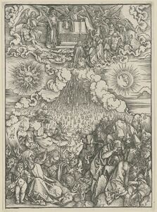 Die Öffnung des fünften und sechsten Siegels aus dem Werk von Albrecht Dürer "Die heimlich offenbarung iohnnis" von 1498. (Staatliche Graphische Sammlung München)