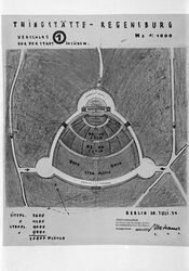 Entwurf eines Thingplatzes für Regensburg (nicht ausgeführt). (Stadt Regensburg, Bilddokumentation, Repro Plan Thingstätte, Arch. Moshamer (aus StaR, Plan Nr. HD 9-11))
