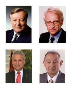 Im Uhrzeigersinn: August Lang (1986-1988), Edmund Stoiber (1988-1993), Günther Beckstein (1993-2007), Joachim Hermann (geb. 1956, Innenminister seit 2007). (Fotos: Bayerischer Landtag)