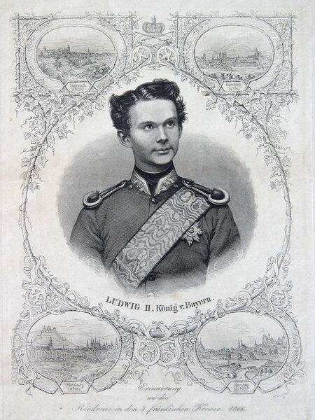 Datei:Gedenkblatt Frankenreise Ludwig II 1866.jpg
