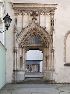 Portal zum ehemaligen Domkreuzgang, 1453/40. (Fotografie: Dionys Asenkerschbaumer, auch in: Möseneder, Karl: Der Dom zu Passau, Regensburg 2015, 25)