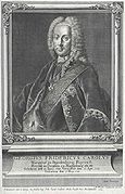 Markgraf Georg Friedrich Karl von Brandenburg-Bayreuth (reg. 1726-1735 ). Kupferstich um 1745 von Johann Wilhelm Windter (c. 1696-1765). (Österreichische Nationalbibliothek PORT_00061589_01)