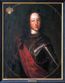 Georg IV. Fuchs von Rügheim, Bischof von Bamberg. Aus: Johann Salver, Imperialis Cathedralis Ecclesia Bambergensis in iconibus Episcoporum suorum S. R. I. Principum, [Würzburg] 1717. (Bayerische Staatsbibliothek, 2 Bavar. 753 d)