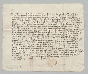 Die Brüder Antonius und Peter von Witztat sagen der Stadt Nürnberg Fehde an, 18. August 1437. (Staatsarchiv Nürnberg, Reichsstadt Nürnberg, Losungsamt, 35 neue Laden,Urkunden 2176)