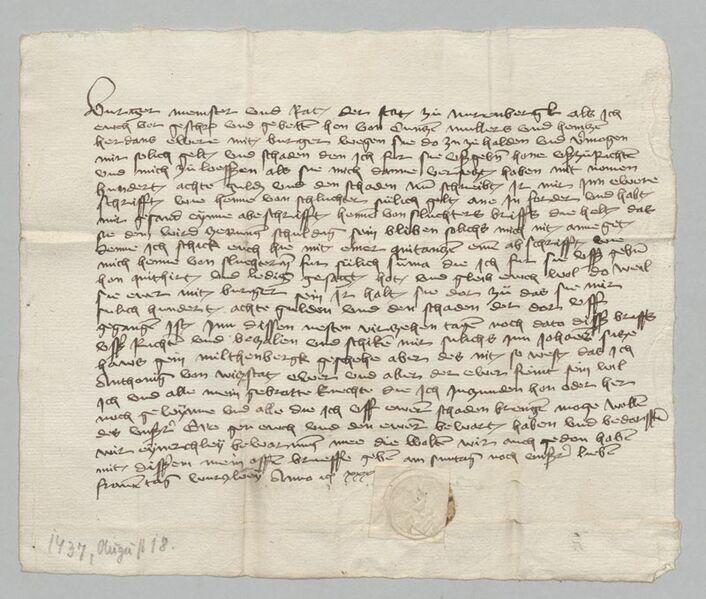 Datei:Fehdeansage Wikstat an Nuernberg 1437.jpg