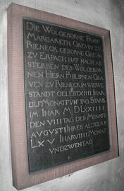 Grabmal von Philipps Witwe Margarethe, einer Schenkin von Erbach (gest. 1574), in der Pfarrkirche von Lohr. (Foto: Theodor Ruf)