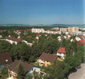 Blick auf Waldkraiburg, 1992. (Stadtarchiv Waldkraiburg)