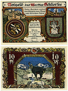 Gutschein über 10 Pfennig, ausgegen von der der Marktgemeinde Schliersee im Jahr 1921. (bavarikon) (HVB Stiftung Geldscheinsammlung - Inventarnummer: DE-BY-83727-V1227-1)