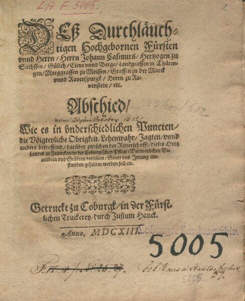 Datei:Verfassungsurkunde Casimirianischer Abschied 1612.jpg