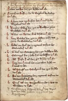 Eine Seite aus dem Lehenbuch Heinrichs des Reichen von Bayern-Landshut (reg. 1393-1450), um 1415. (BayHStA, Oberster Lehenhof 6, fol. 4r)