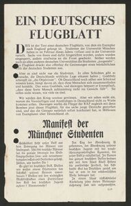 Von der Royal Airforce am 10. Juli 1943 über Marburg abgeworfenes Flugblatt. (Hessisches Staatsarchiv Marburg, Best. 180 Marburg, Nr. 4171)
