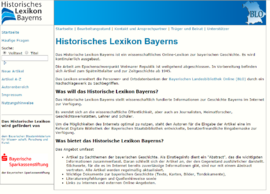Die Startseite des Historischen Lexikon Bayerns 2013.
