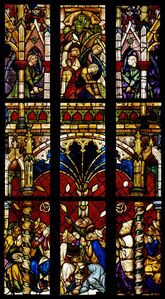 Mannalese. Rothenburg o. d. T., St. Jakob, Sakramentsfenster (Ausschnitt). Nürnberg, um 1390/1400. (Corpus Vitrearum Freiburg i. Br., R. Toussaint)