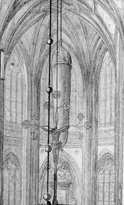 Nach Einführung der Reformation in Nürnberg wurde der Engelsgruß verhüllt. (Ausschnitt aus einem Stich von Johann Andreas Graff [1637-1701] aus dem Jahre 1685. Zur Verfügung gestellt von Theo Noll, Virtuelles Museum Nürnberger Kunst)