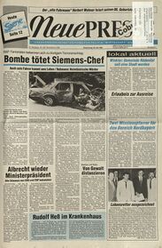 Titelblatt der Neuen Presse vom 10. Juli 1986. (Neue Presse Coburg)