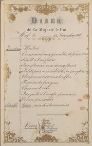 Menükarte für das Galadiner in Hof am 13. November 1866. (Stadtarchiv Hof)