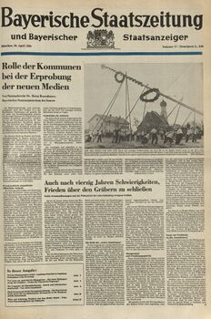 Titelblatt der BSZ vom 26.4.1985. (Bayerische Staatszeitung)