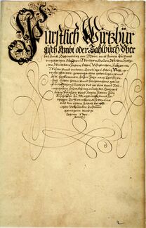 Ein Amtsbuch des Hochstifts Würzburg aus der Zeit des Fürstbischofs Julius Echter von Mespelbrunn (reg. 1573-1617): Beginn des Salbuches des Amtes Homburg am Main (Gde. Triefenstein, Lkr. Main-Spessart). (Staatsarchiv Würzburg, Würzburger Salbücher 66, fol. 2r)