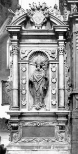 Grabmal Bischof Julius Echters von Mespelbrunn (reg. 1573-1617). (aus: Felix Mader, Der Dom zu Würzburg [Deutsche Kunstführer 13], Augsburg 1927, Tafel 15)