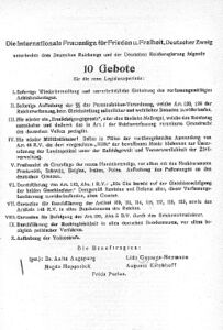 "10 Gebote für die Neue Legislaturperiode", Forderungen des deutschen Zweigs der IFFF an den Reichstag, 1925. (aus: Die Frau im Staat, 7. Jg. [1925], Heft 1,3)