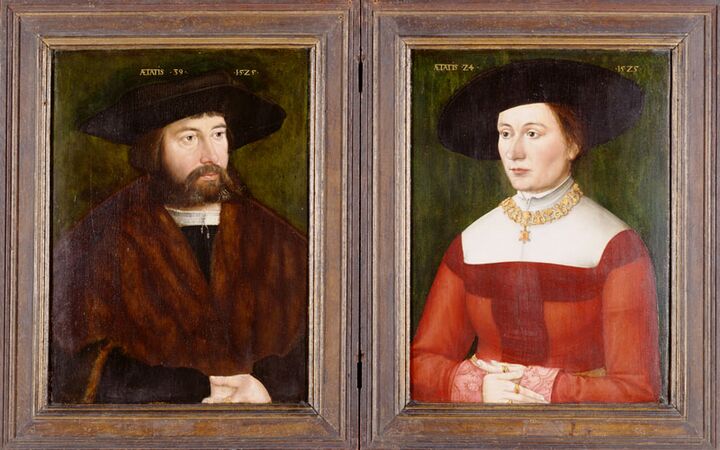 Hans Straub (1486-1544) und Barbara Straub, geb. Pirckheimer (1501-1560). Diptychon von Hans Plattner (1500-1562), Nürnberg 1525. (Germanisches Nationalmuseum, Nürnberg, Inv.-Nr. Gm180)