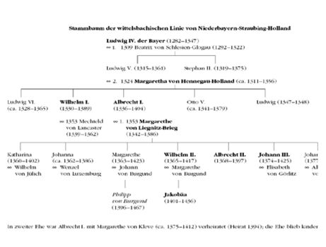 Stammbaum der wittelsbachischen Linie von Niederbayern-Straubing-Holland. (Abb. aus: Krenn/Wild, "fürste in der ferne", 46)