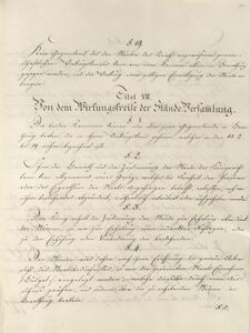 Titel VII der bayerischen Verfassung von 1818. (Bayerisches Hauptstaatsarchiv, Landtag 10295, lizenziert durch CC BY-SA 4.0) (Bavarikon)