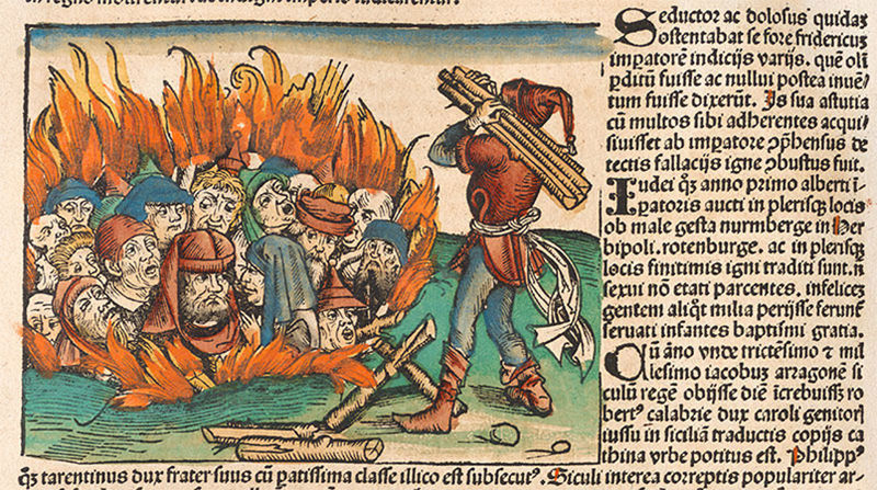 Datei:Schedel Weltchronik Rintfleisch-Verfolgung 1493.jpg
