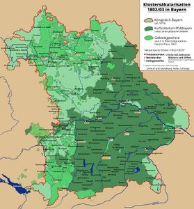 Klostersäkularisation 1802/03 in Bayern. (Entwurf und Gestaltung: Stefan Schnupp)