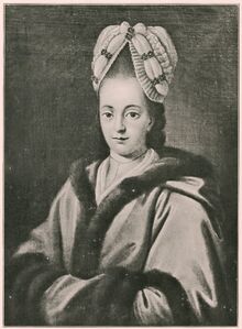 Porträt von Katharina Elisabeth Goethe (1731-1808), der Ehefrau des Frankfurter Juristen und kaiserlichen Rates Johann Caspar Goethe (1710-1782) und Mutter des Dichters Johann Wolfgang von Goethe (1749-1832). Porträt eines unbekannten Künsters. (Bayerische Staatsbiliothek, Bildarchiv port-033604)