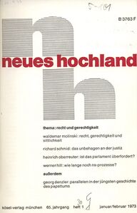 Titelblatt von Neues Hochland 1973.