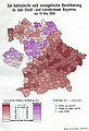 Regionale Verteilung der großen Konfessionen in Bayern 1939. In Folge des Münchner Abkommens von 1938 zählen zu Niederbayern auch drei Landkreise des Sudetenlandes. (© Bayerisches Landesamt für Statistik und Datenverarbeitung, München 1939)