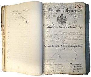 Aufnahme einer Akte des bayerischen Oberkonsistoriums von 1835.(LAELKB, OKM 0.1.0001 - 5150, Foto: Marcel Luitjens)