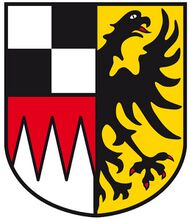 Der Fränkische Rechen im 1957 angenommenen Wappen des Bezirks Mittelfranken. (© Bezirksverwaltung Mittelfranken)