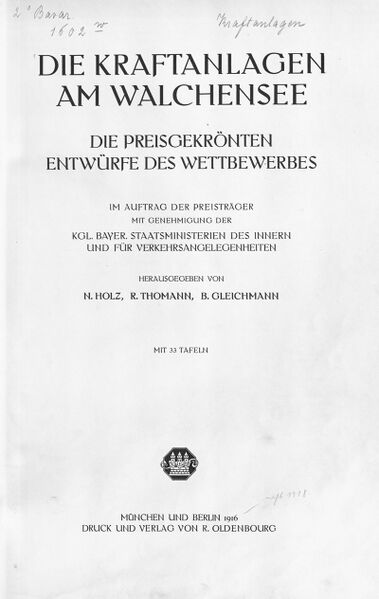 Datei:Titelseite Kraftanlage Walchensee 1916.jpg