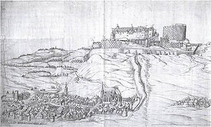 Kulmbach und die Plassenburg, Federzeichnung, 1554. (Staatsarchiv Nürnberg, Reichsstadt Nürnberg, Karten und Pläne Nr. 804)