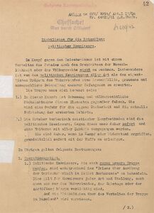 Der "Kommissarbefehl" zur Ermordung der Politoffiziere der Roten Armee, unterzeichnet von Adolf Hitler am Obersalzberg, 6. Juni 1941. (Bundesarchiv, Militärarchiv Freiburg, RW 4/v. 578)}}