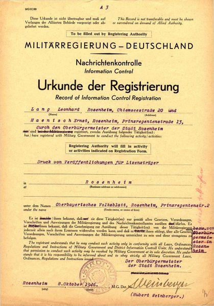 Datei:Lizenz Oberbayerisches Volksblatt 1946.jpg