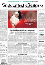 Titelseite der SZ vom 28.2.2014. (Süddeutsche Zeitung Archiv)