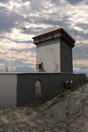 Langenegg, mit dunklem Himmel. (Visualisierung ReUnion-Büro für Burgen)