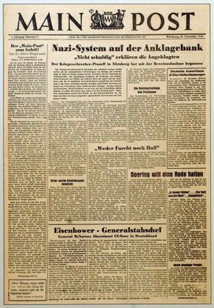 Titelseite der Erstausgabe der Main-Post vom 24. November 1945. (Main-Post)